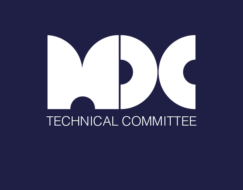 Logo MDC Technical Committee, weiß auf blau